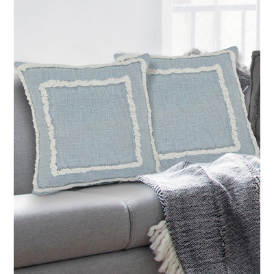 Casual Textured Border Cotton Pillow Set of 2