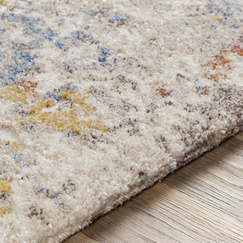 Tapis beige / bleu Bartol, Carré 7 pi 10 po