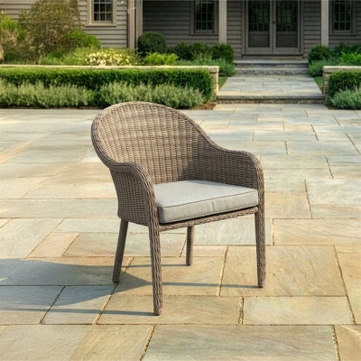 Martha Stewart Lily Pond All-Weather Stacking Armchair With Seat Cushion