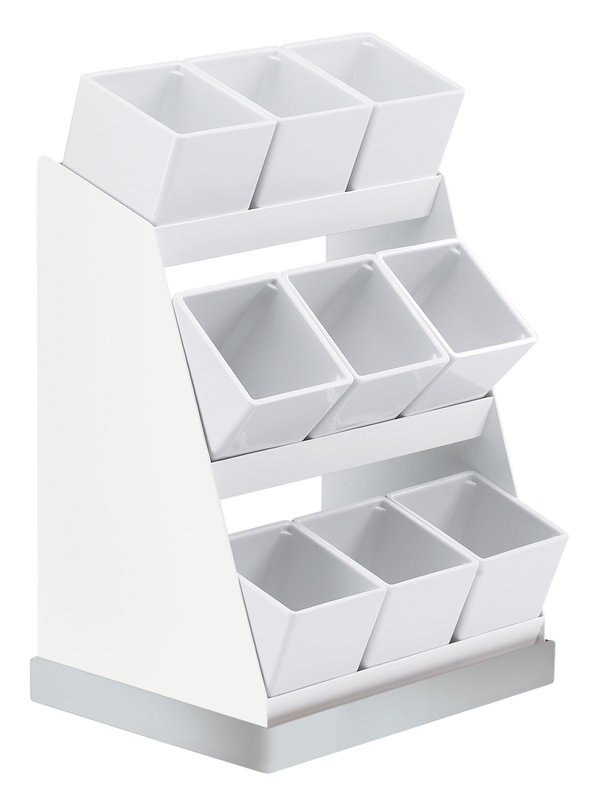 Luxe Condiment Display with Melamine Jars, Stainless Steel
