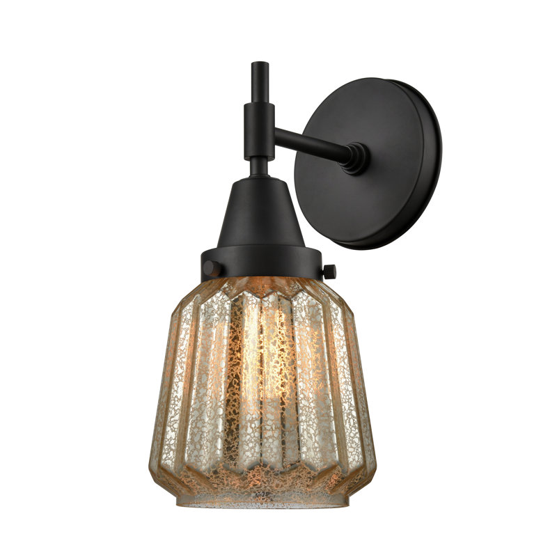 Gayle Armed Sconce, Matte Black, Incandescent, Mercury