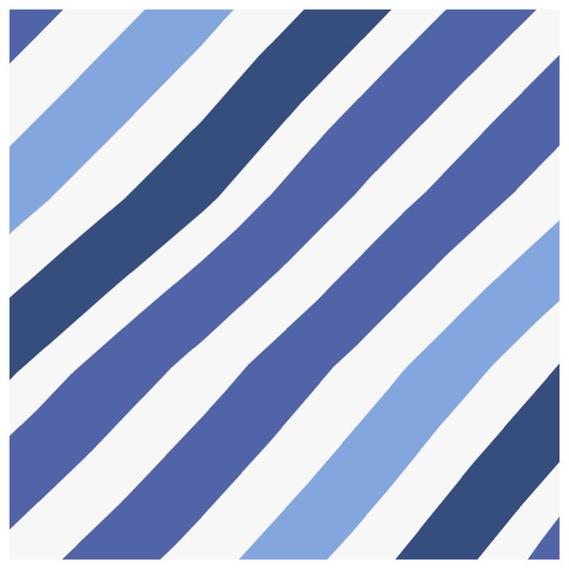 Tapis de bain bleu à rayures diagonales, L 34 po x L 21 po