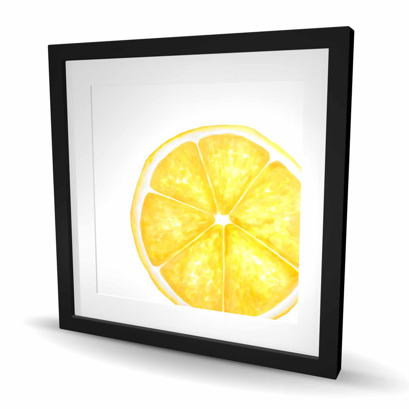 «Lemon Slice» - reproduction matte encadrée jaune