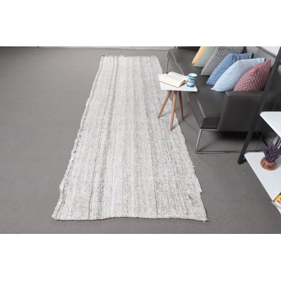 Tapis de couloir turc tissé à la main pour un décor rustique en blanc idéal pour un couloir de style anatolien