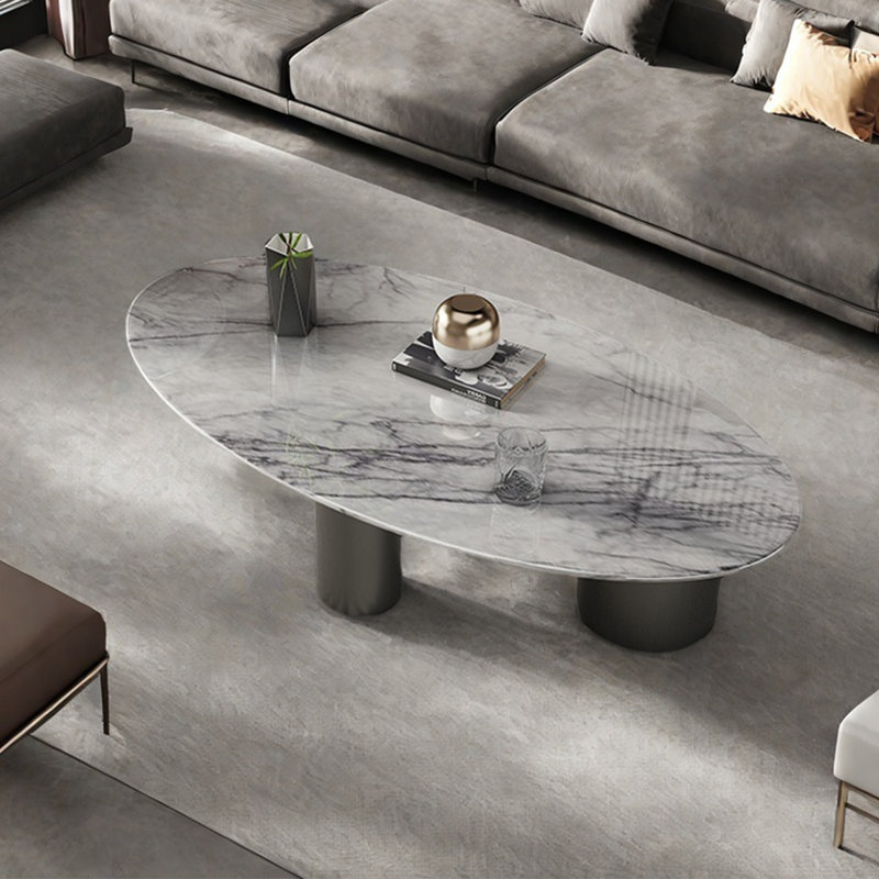 Table basse moderne en marbre ovale, H 14,6 po x L 51,2 po x l 27,6 po