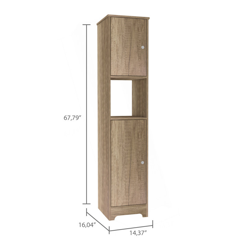 Linen Cabinet, Double Doors, Four Interior  Shelves, Two Cabinets, Beige