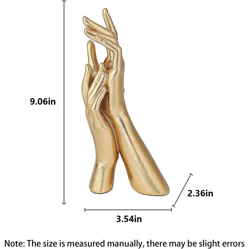 Golden Hands Sculpture Elegant Resin Home Decor Hands Statues Versatile Love Ornament, For Bedroom, Office Desktop, Cabinets,Wedding (Golden Hands)