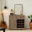 Armoire de bar à café gris avec 2 tiroirs, vin amovible, rangement pour buffet de cuisine, salle à manger