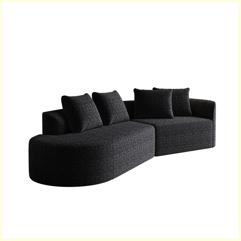 Canapé modulaire surdimensionné avec 4 coussins décoratifs modernes pour le salon, Noir