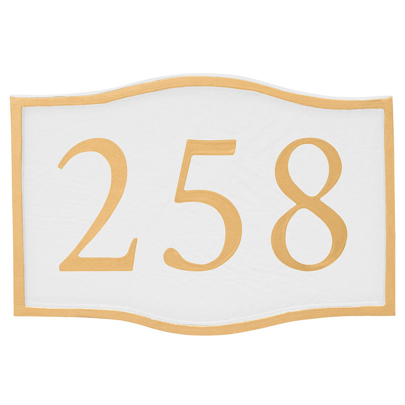 Plaque d'adresse murale 1 ligne Serif, Or, Blanc