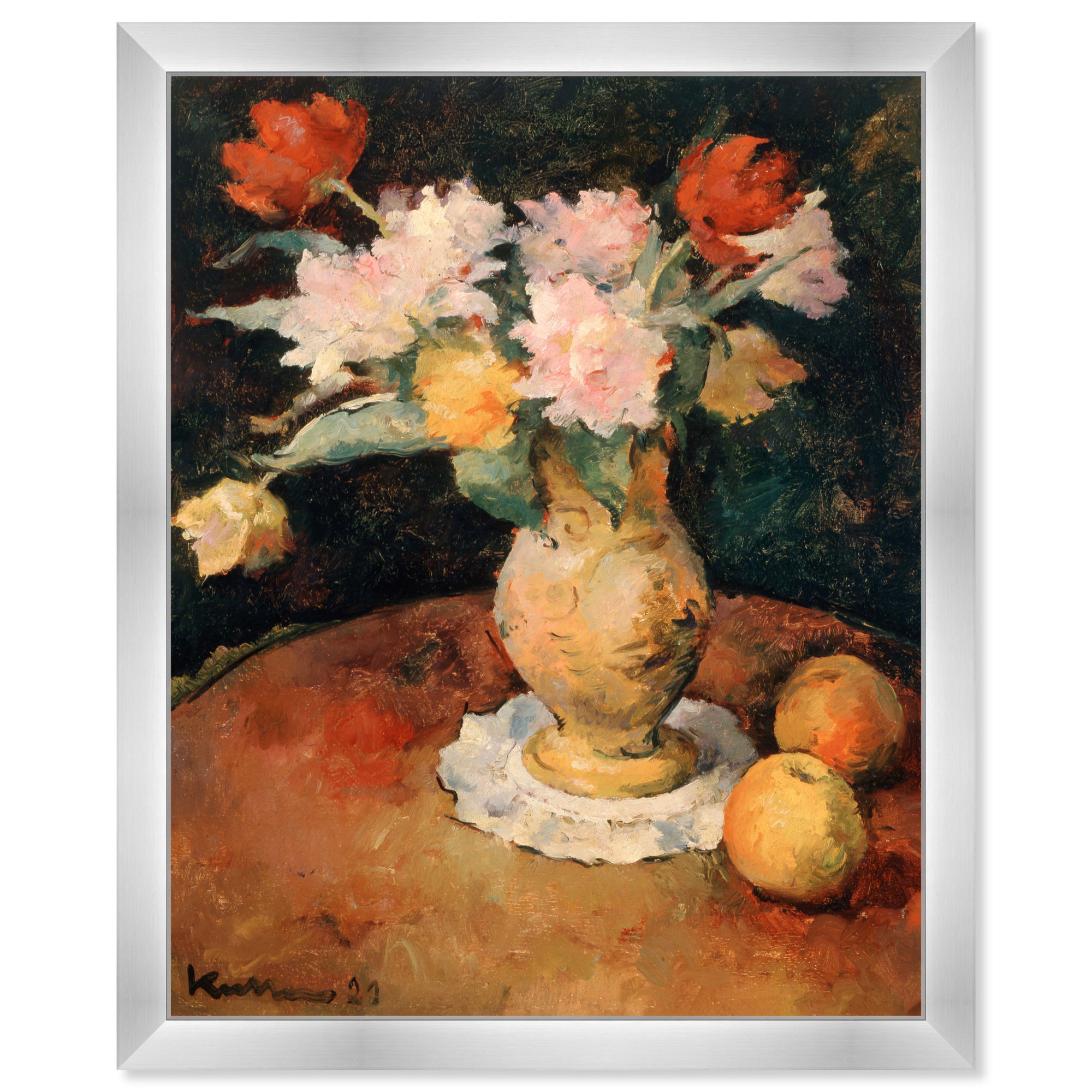 Joseph Kutter - Pivoines, 27" H x 22" W x 0.5" D, Silver