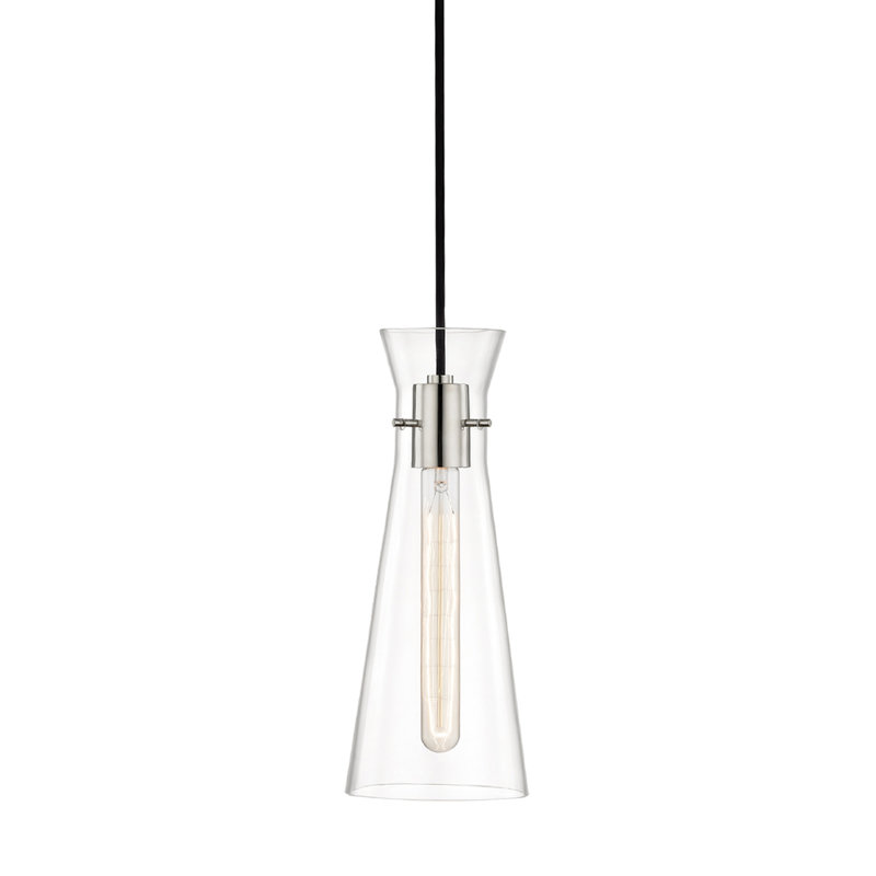 Luminaire suspendu en pot 1 lumière Gena, Nickel poli