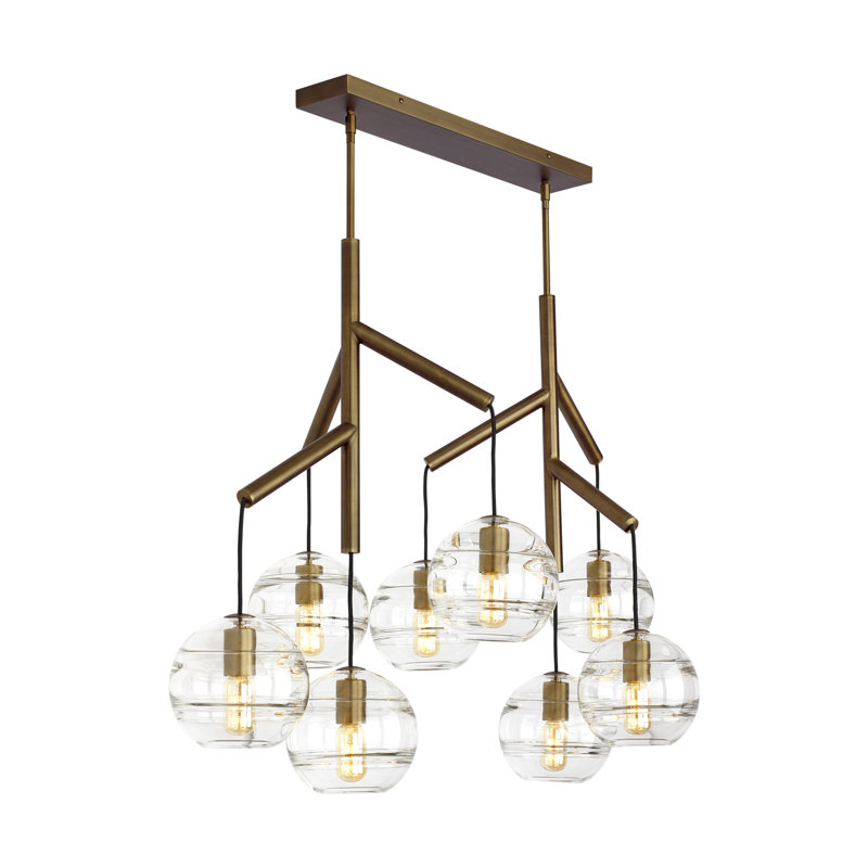 Sedona 8 - Light Chandelier, Aged Brass, Clear, Yes