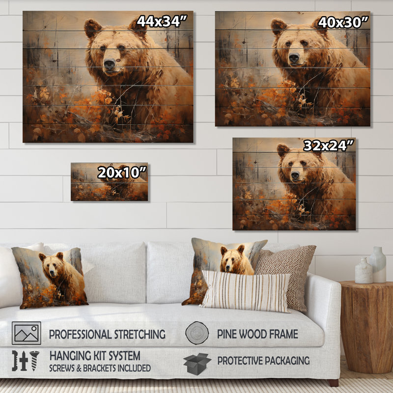 «Bobbye Bear Bears», impression sur bois naturel, H 30 po x l 40 po x P 0,78 po