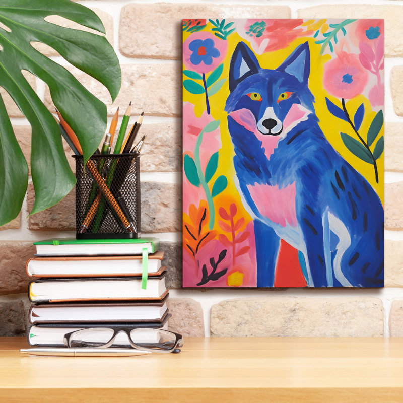 «The Blue Wolf» par Andreas Magnusson, art mural sur toile, H 16 po x l 12 po x P 0,75 po