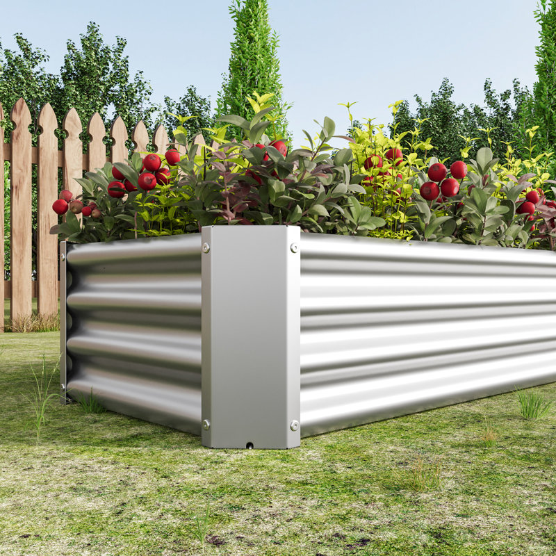 Pot de fleurs surélevé en métal argenté 421 pieds pour faire pousser des légumes, des fleurs et des herbes - Rouille simple à assembler