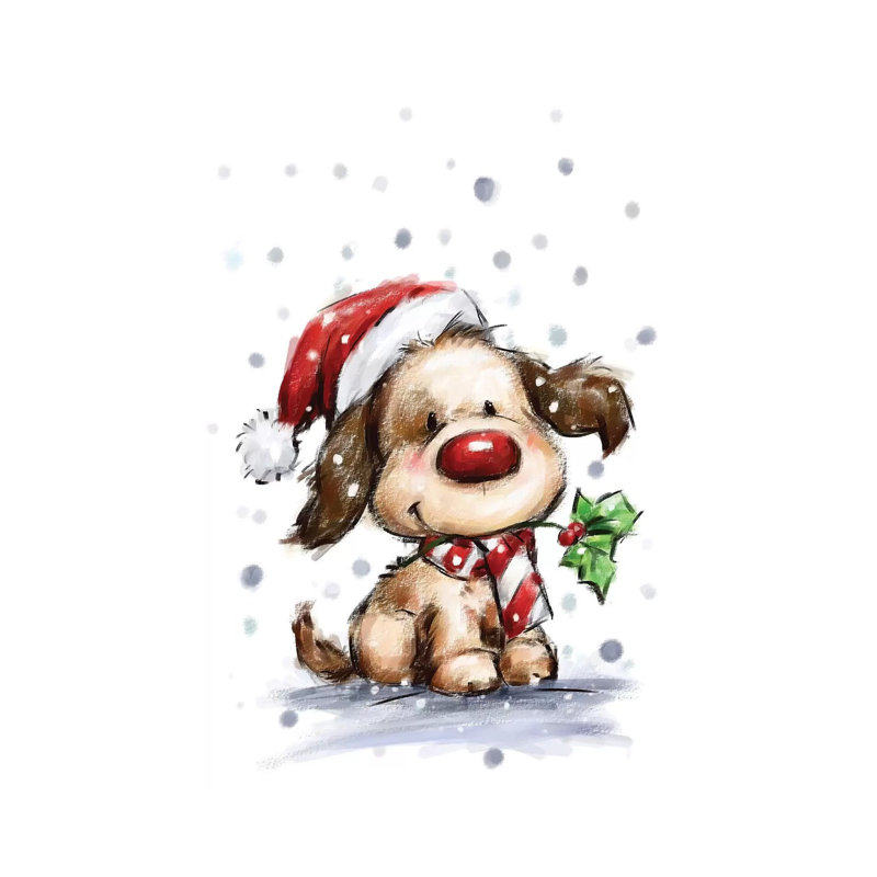 Dog With Holly by MAKIKO - Wrapped Canvas Print, 66.04 cm H x 45.72 cm W x 1.91 cm D