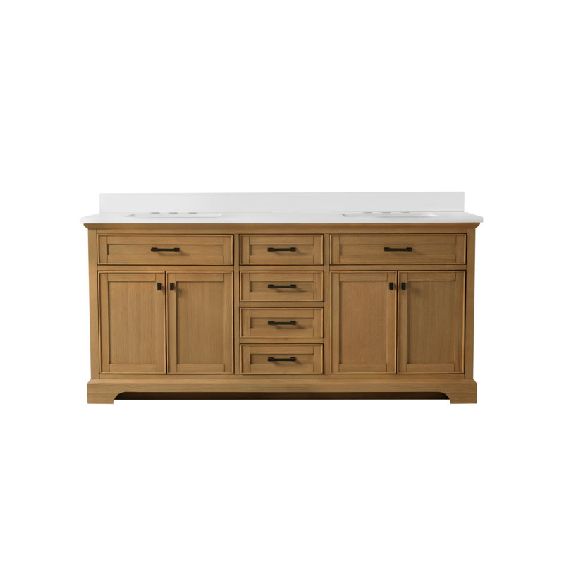 Ensemble de meuble-lavabo double 72 po Zoila, Chêne