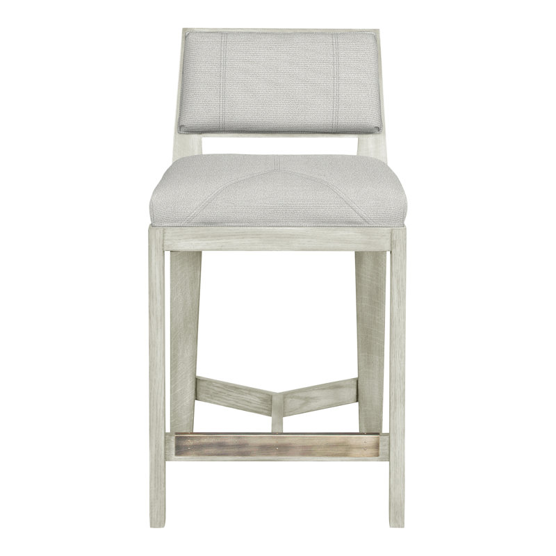 Scoville By Thom Filicia Upholstered Counter Stool with Solid Wood Frame, Wrenn, Callaloo coton