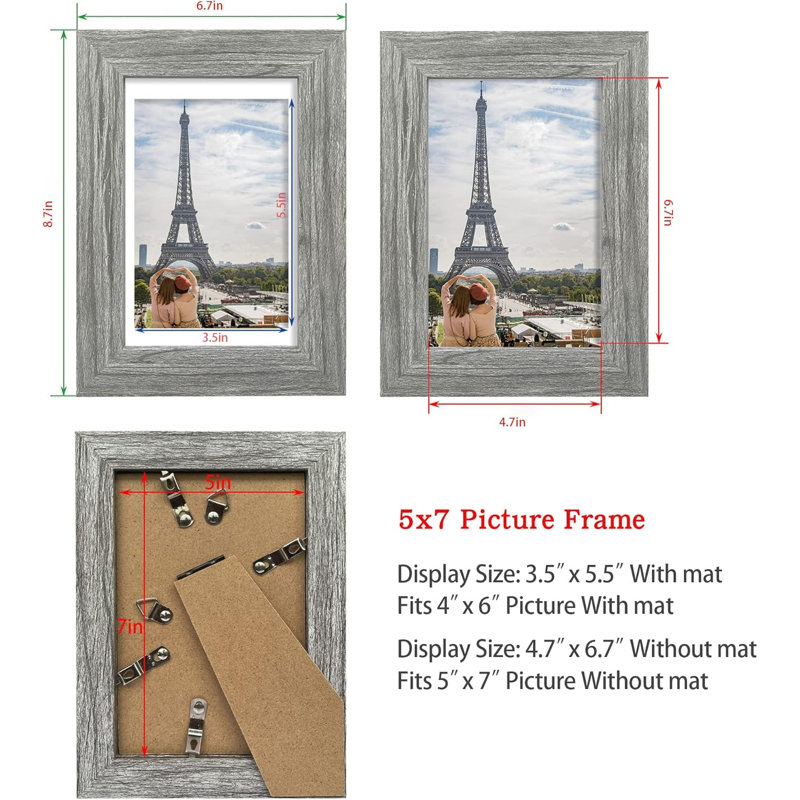 Ensemble de cadres photo 5 x 7 gris