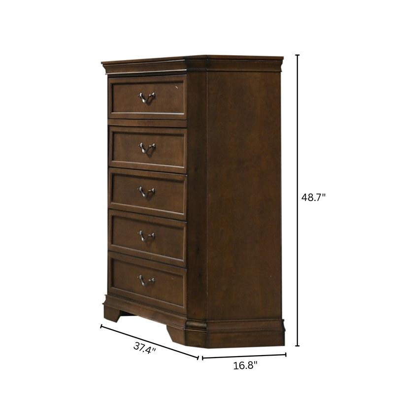 Commode 5 tiroirs Cressa, Brun