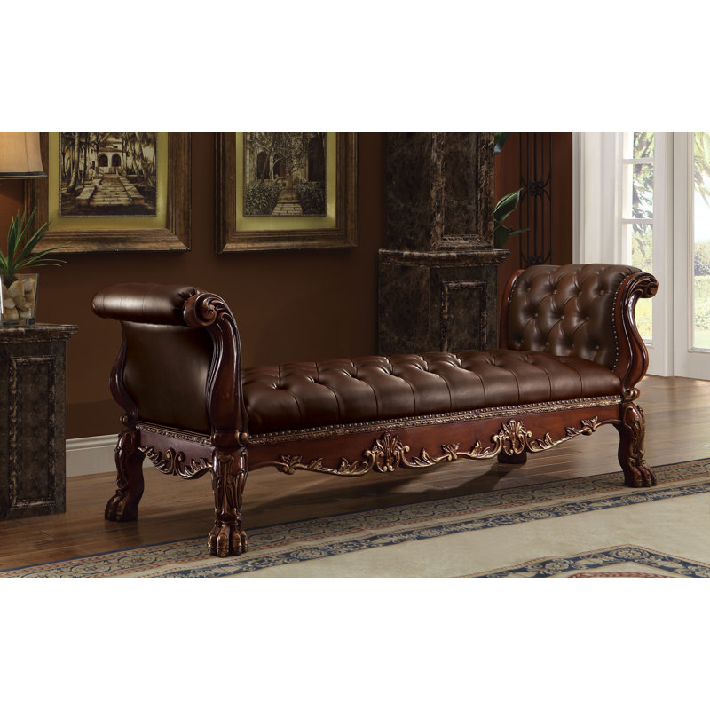 Banc en cuir synthétique Ardel, Chêne cerise, Cerisier