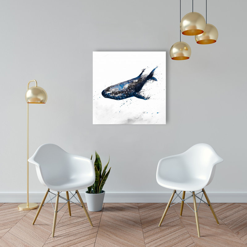 Toile abstraite requin baleine | Décoration de salle de bain marine