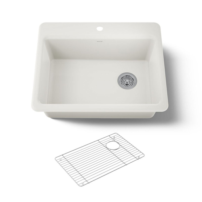 Riverby® 27" L x 22" W Drop-In Kitchen Sink, Biscuit, 1 Hole