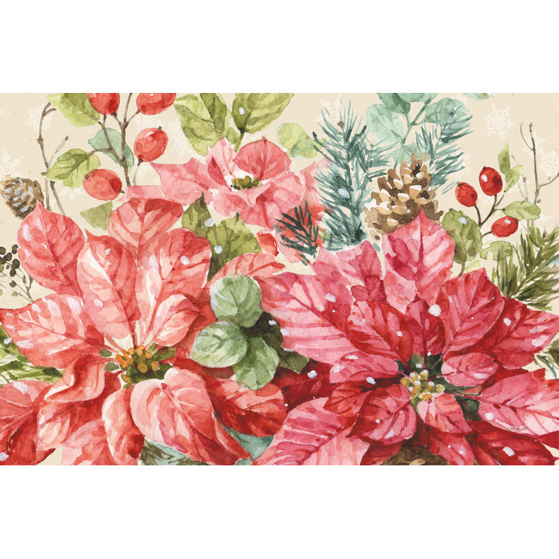 Notre histoire de Noël, poinsettias, H 12 po x l 18 po x P 1,25 po