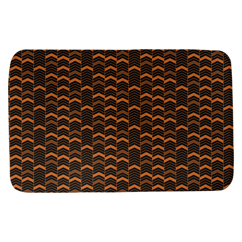 Bath Rug, 24" W x 17" L, Black/Orange