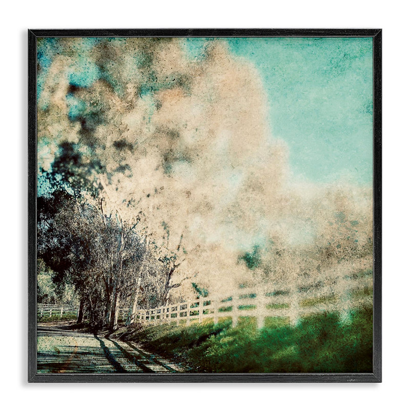 Giclée encadrée Country Road Home, design par Marina Drasnin, H 17 po x l 17 po, Giclée encadrée noir minuit