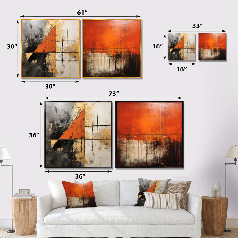 «Lyrical Abstraction Collage I - Abstract Collages», ensemble de 2 reproductions d'art mural, Toile tendue