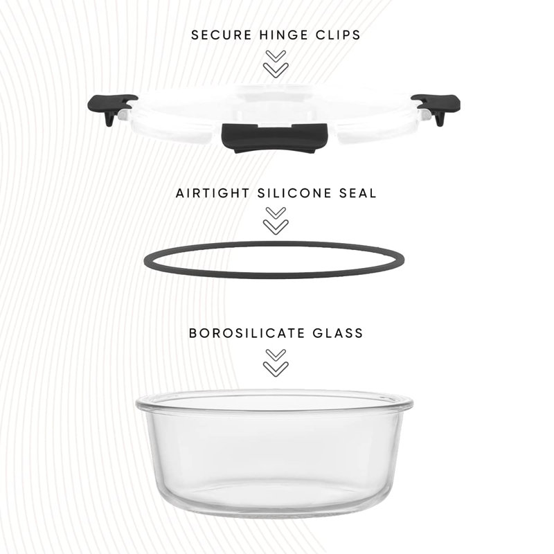 JoyFul 24-Piece Clear and Black Glass Meal Prep Containers Set