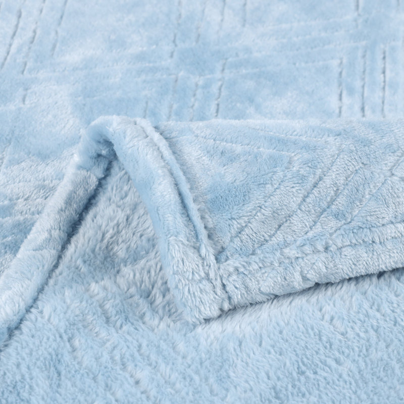 Couverture molletonnée en polyester moelleux Alaska, Double/Grand, Bleu pâle