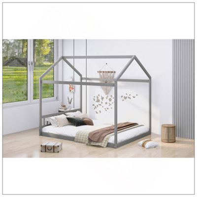 Queen Size Wooden House Bed With Headboard