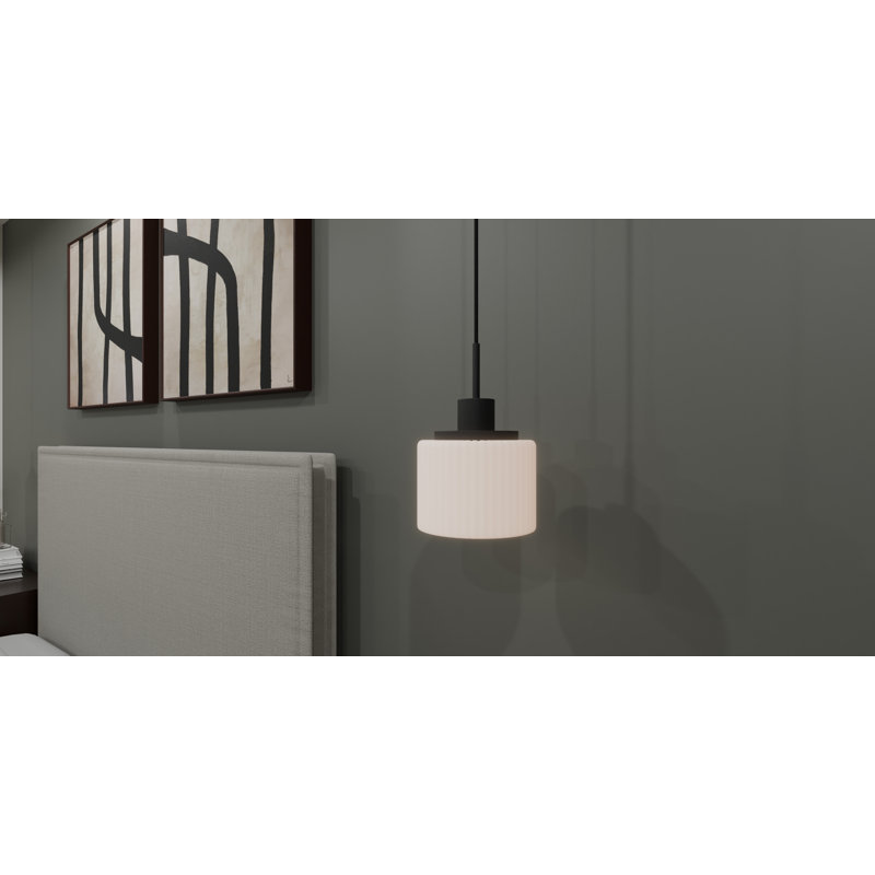 Luminaire suspendu cylindrique à 1 lumière Alerk, Noir mat