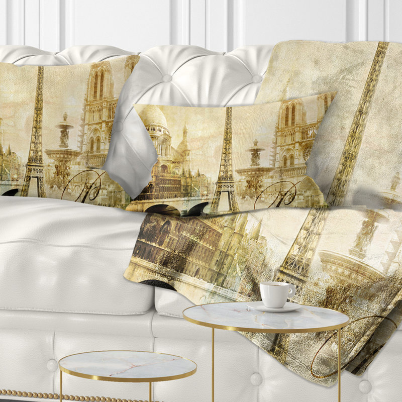 Coussin lombaire cityscape digital old belle paris
