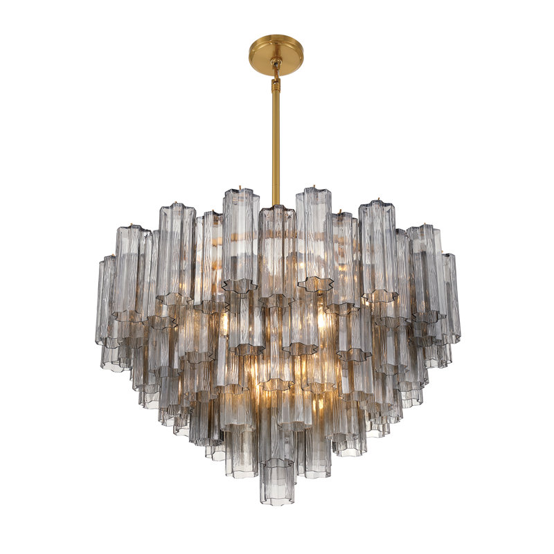 Mexborough 16 Light Chandelier, Gray/Aged Brass