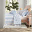 Ensemble de literie pour grand lit double, ensemble de volants en microfibre bleu pour chambre romantique