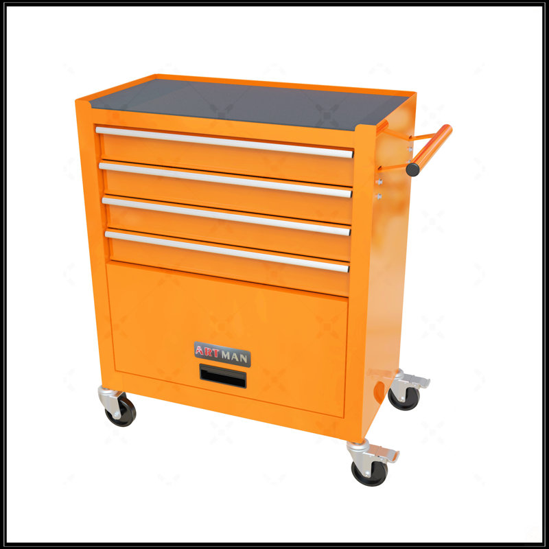 Chariot à outils multifonctionnel avec 4 roulettes, Orange