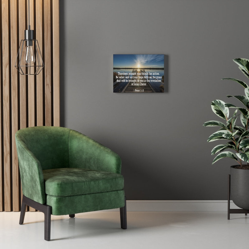 «Be Sober 1 Peter 01:13 Christian Wall Art Bible Verse Print» prêt à être accroché, H 18 po x l 24 po x P 1,25 po
