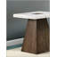 Table de bout contemporaine carrée avec plateau en marbre élégant et base effilée en bois pour les espaces de vie modernes