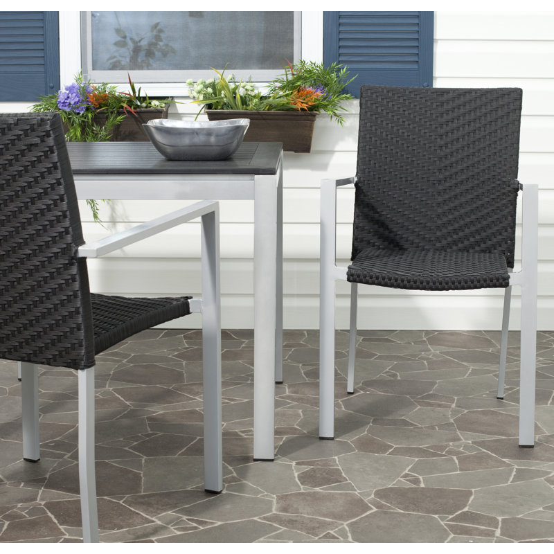 Chaise de patio empilable Rory, Noir