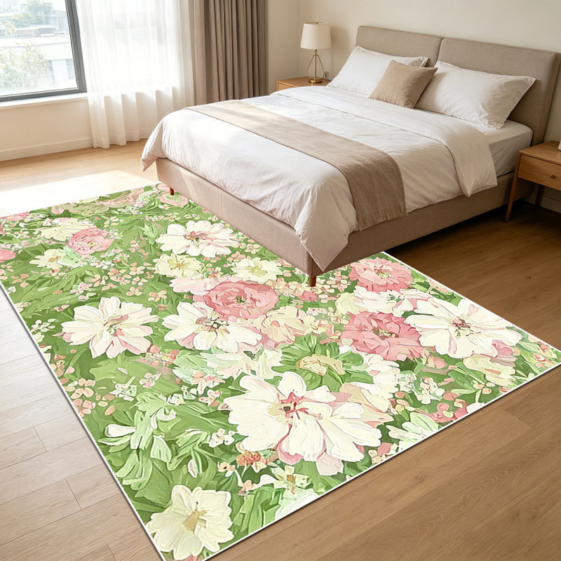 1PC vintage pastel floral oil painting area rugs, Soft and Comfortable, easy-to-maintain, machine washable Indoor floor mat, suitable for living room, bedroom, dining area, sunroom, backyard patio, entryway, balcony, Home Decor, Outdoor Decor.
