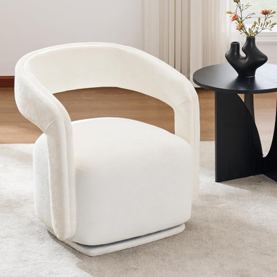 Upholstered Chenille Swivel Armchair