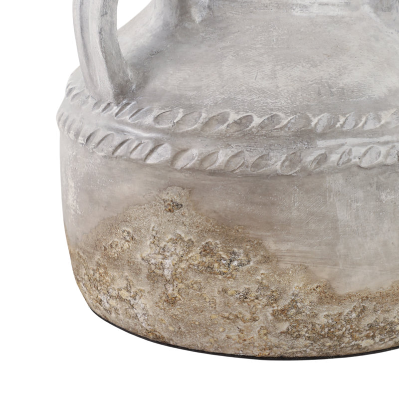 Vase décoratif en terre cuite avec motif texturé rustique et poignées doubles, décor contemporain élégant pour les espaces modernes