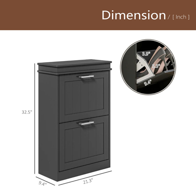 Nordic Style Storage Organizer,Slim Shoe Storage Cabinet, Black