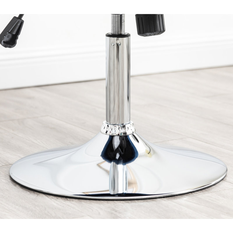 Fauteuil d'appoint rotatif à 360 degrés, velours bleu, base hydraulique, métal chromé, pivotant l 28,61 po x P 24 po x H 32,25 po, revêtement doux