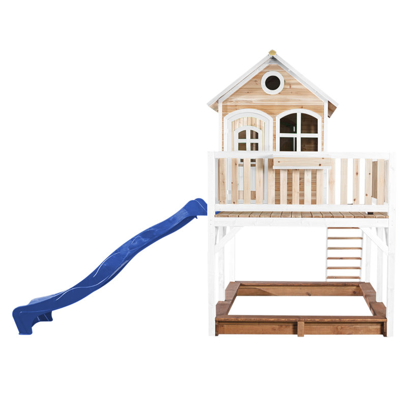 Liam AXI 377cm W x 255cm D Outdoor Hemlock Wood Luxury Playhouse, Natural/White/Blue