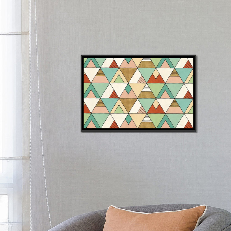 «Southwest Geo X», impression sur toile, H 18 po x l 26 po x P 1,5 po, Toile avec cadre noir, Pas de tapis